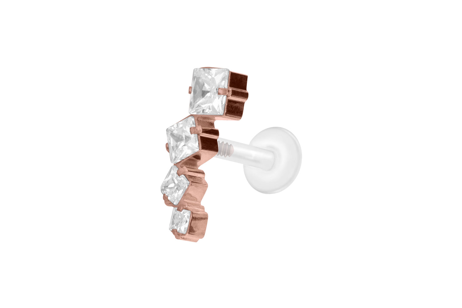 PTFE Labret Piercing mit Innengewinde + Titan-Aufsatz KRISTALLBOGEN